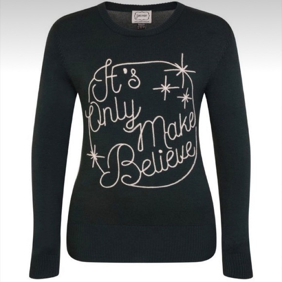 Joanie Clothing Form Fitting “It’s Only Make Believe” Emerald Green Sweater - Picture 2 of 4